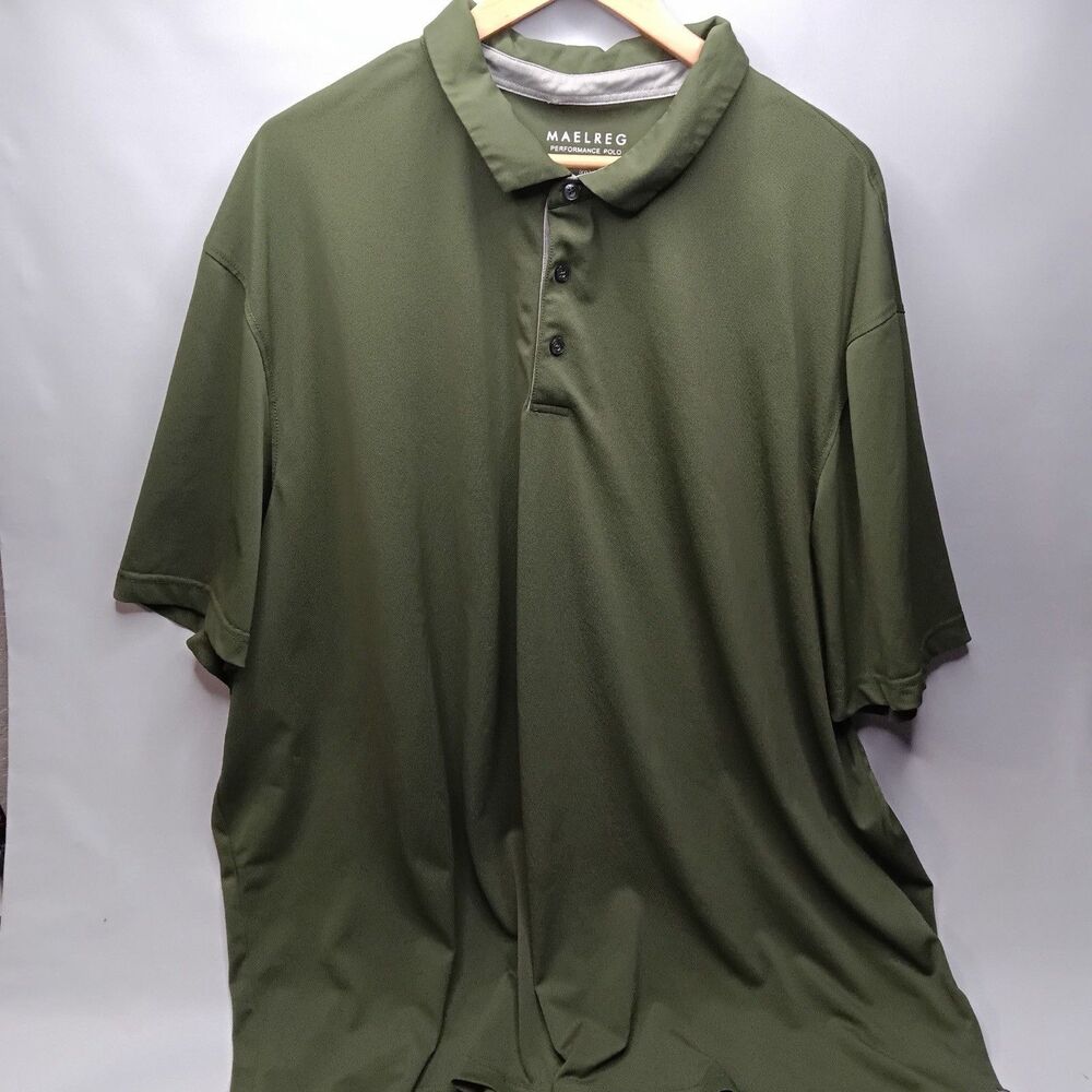 Maelreg Performance Short Sleeve Polo Shirt Men’s Size 4XL Military Green